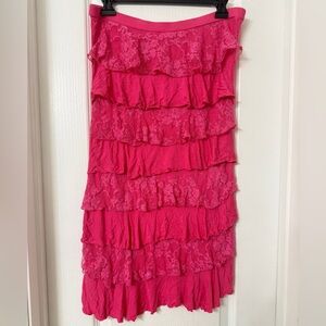 Zenana Outfitterd Hot Pink Ruffled Tiered Bodycon Strapless Dress size L
